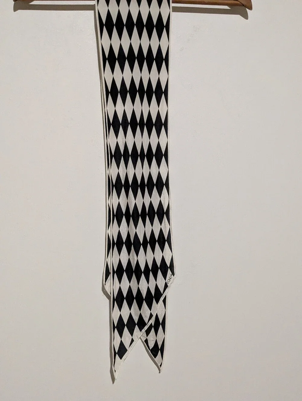 Echo Vintage Harlequin Check Black And White Oblong Scarf 58
